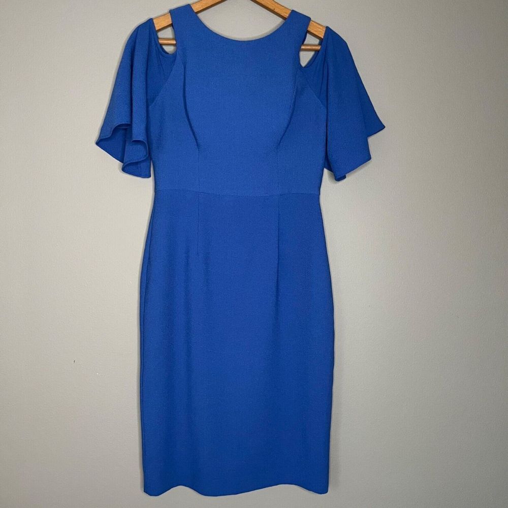 Black Halo Dress Womens Size 8 Blue Sheath Cocktail Party Formal Classy